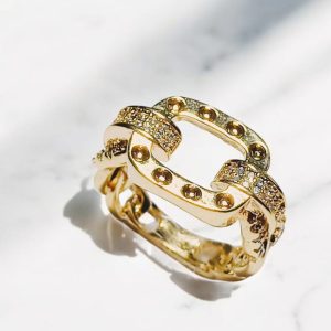 Anel corrente folheado à ouro