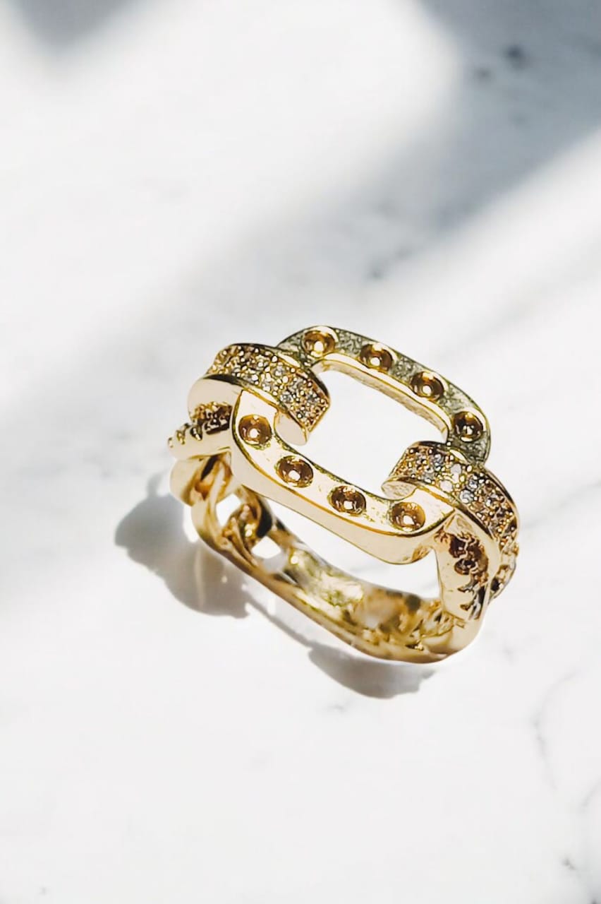 Anel corrente folheado à ouro