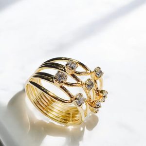 Anel trança folheado à ouro