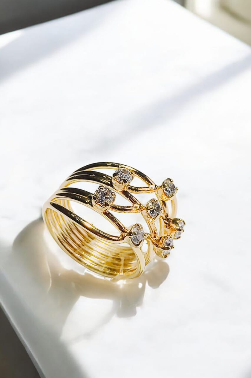 Anel trança folheado à ouro