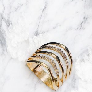 Anel tiras folheado à ouro