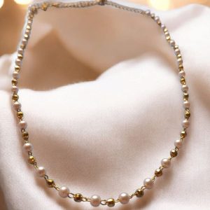 Colar mini pérolas folheado à ouro 18 K