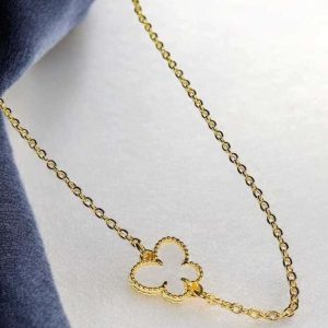 Corrente estilo Chocker borboleta madrepérola folheado à ouro