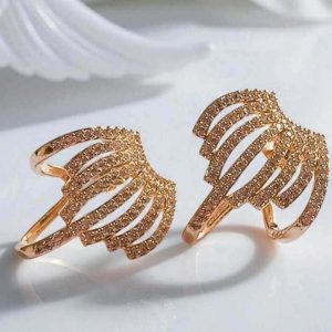 Brinco asas cravejado em zircônias folheado à ouro