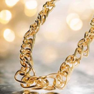 Corrente estilo Chocker folheado à ouro