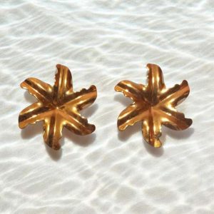 Brinco Folha orgânico Estilo folheado à ouro