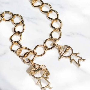 Pulseira filhos casal folheado à ouro