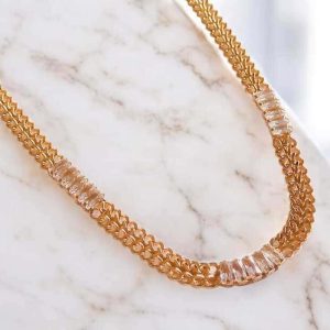Colar Chocker luxo com zircônias folheado à ouro