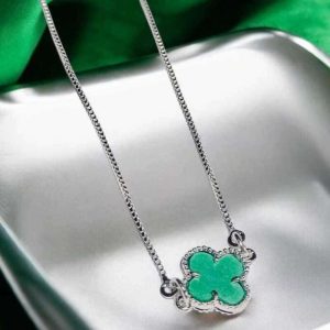 Corrente trevo azul folheado à prata