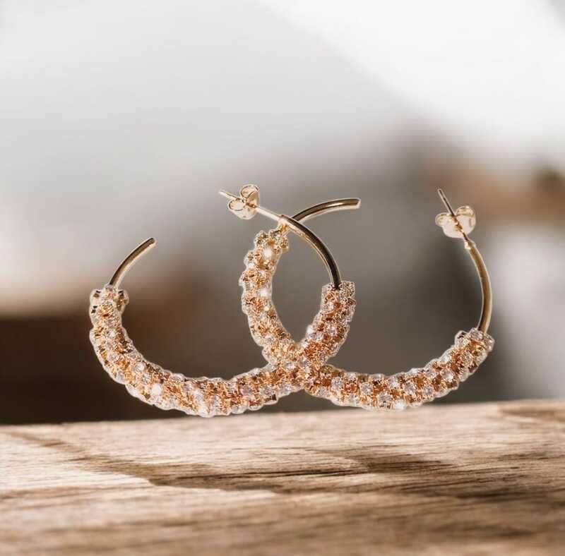 Brinco Argola Chuvas de zircônia folheado à ouro