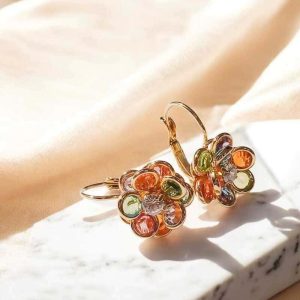 Brinco Flor Colorido folheado à ouro