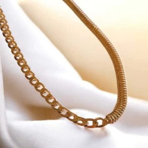 Colar dupla corrente  folheado à ouro