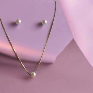 Conjunto Pérola folheado à ouro