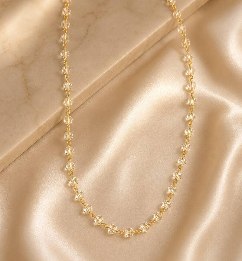 Colar Chocker esfera cristal folheado à ouro
