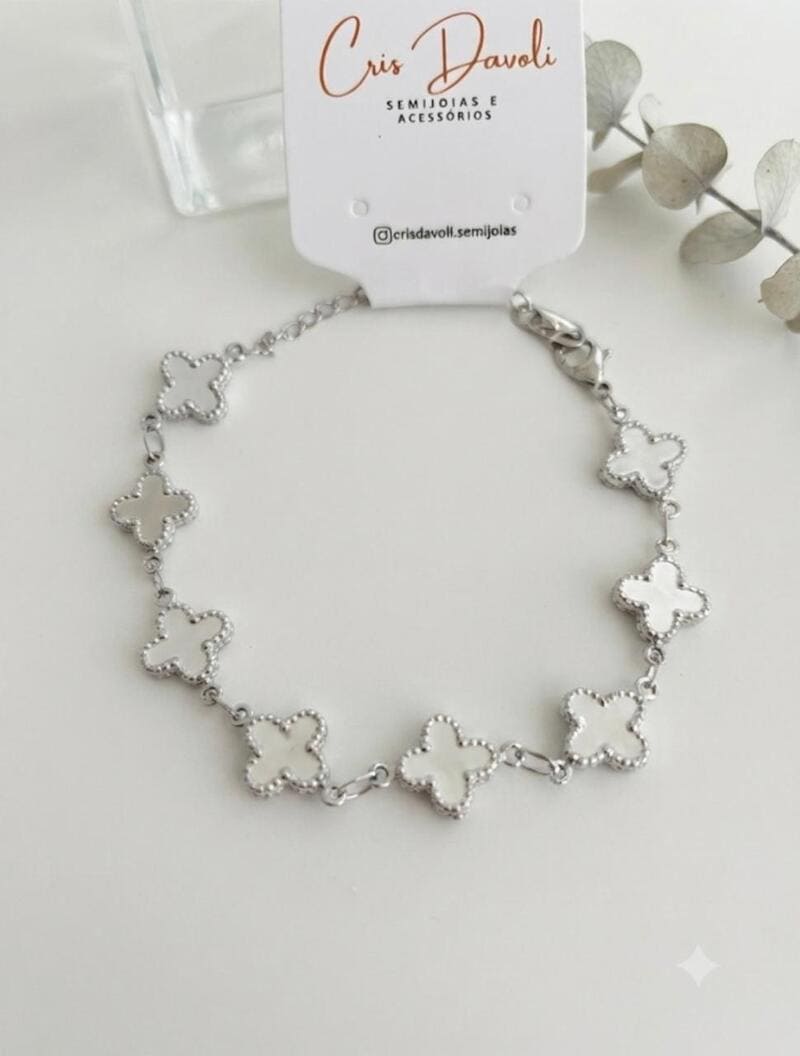 Pulseira trevo em aço inox