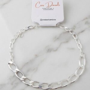 Pulseira elos folheado à prata