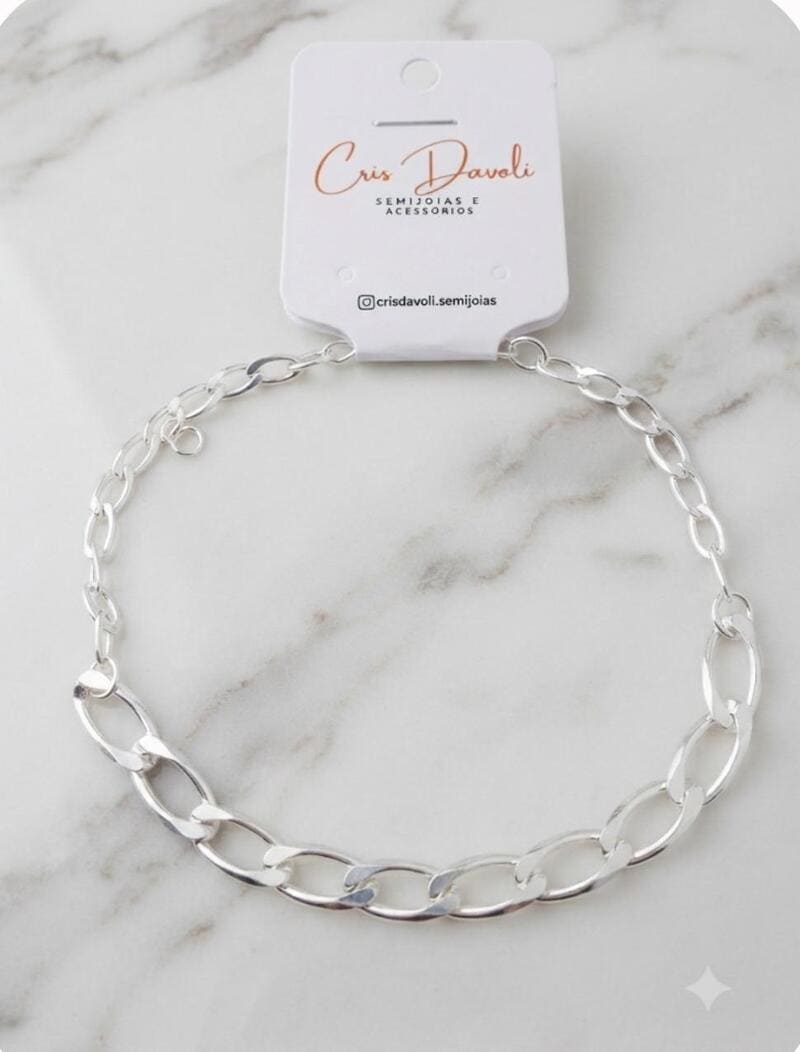 Pulseira elos folheado à prata