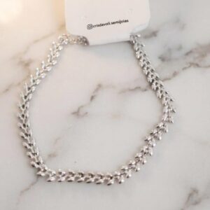 Pulseira folhas em aço inox