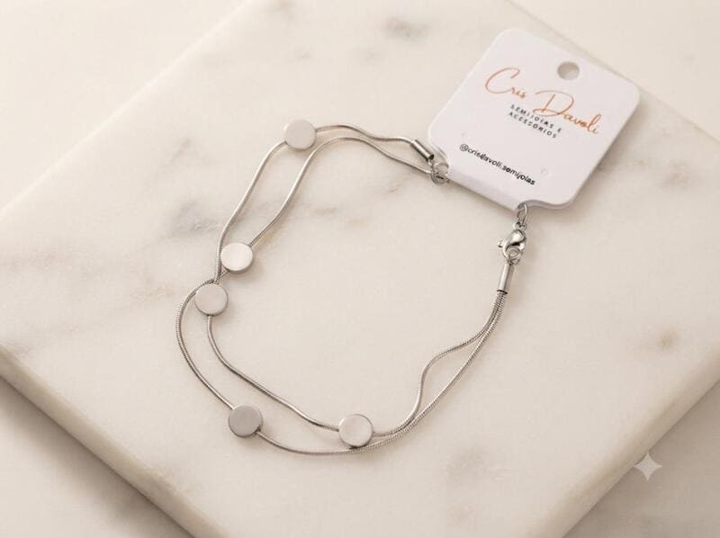Pulseira discos em aço inox