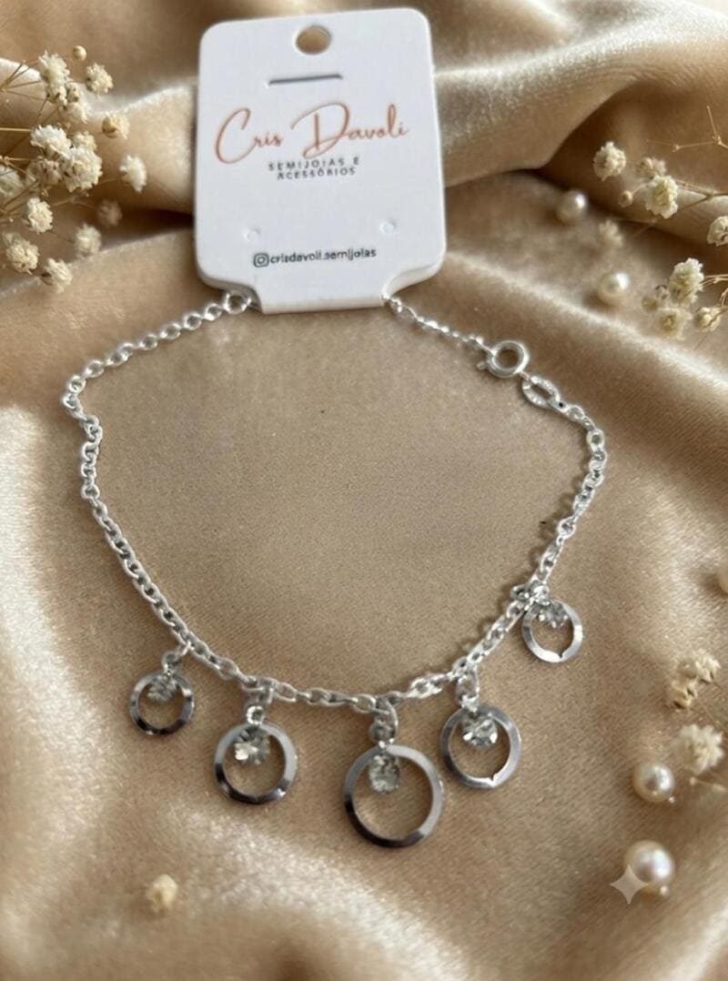 Pulseira Elos com zircônias folheado à prata