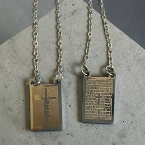 Escapulário Jesus com oração em aço inox