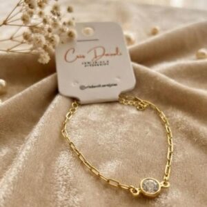 Pulseira com zircônia folheado à ouro