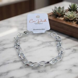 Pulseira elo grande folheado à prata