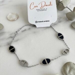 Pulseira oval em aço inox