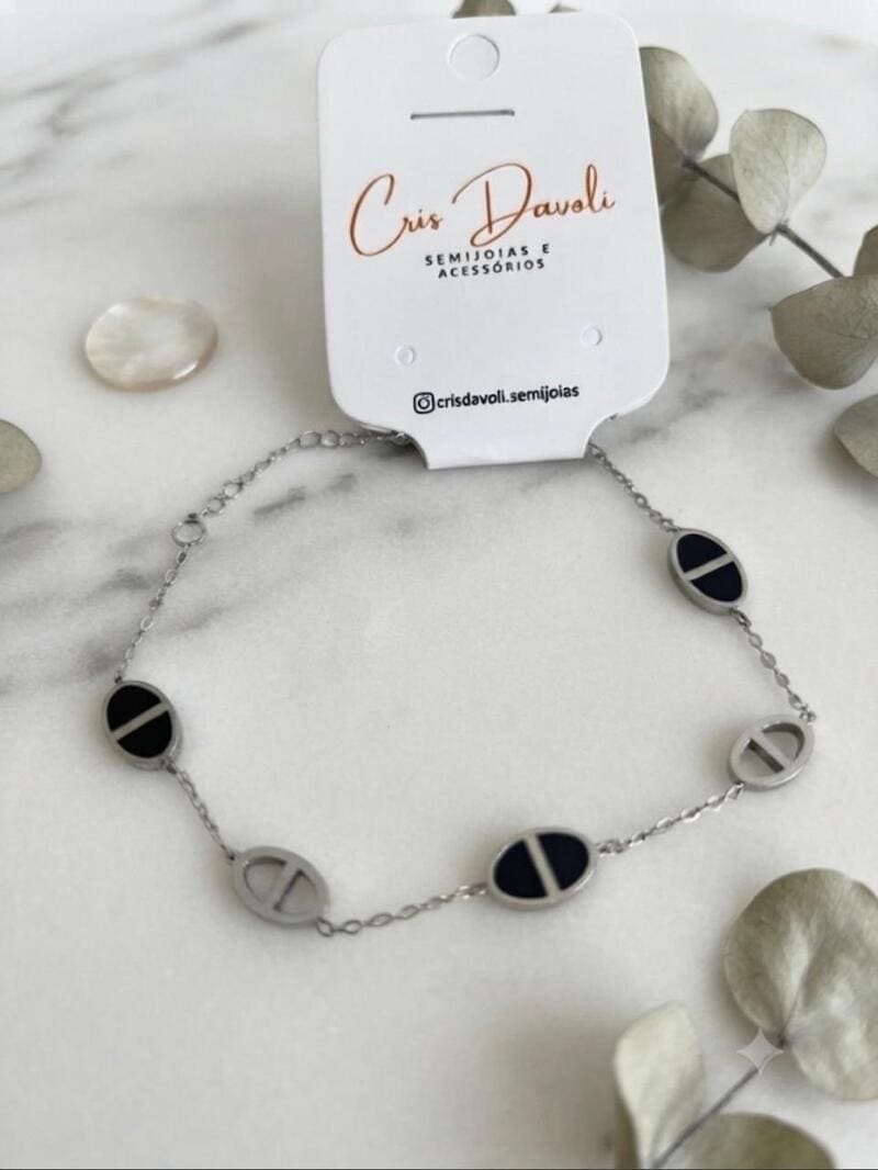Pulseira oval em aço inox