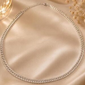 Colar chocker corrente folheado à prata