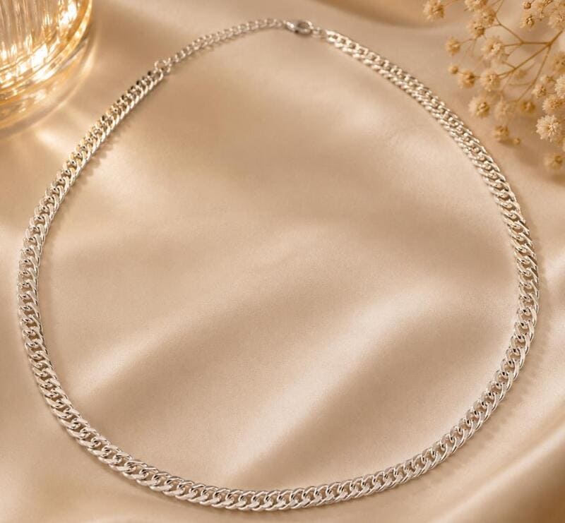 Colar chocker corrente folheado à prata