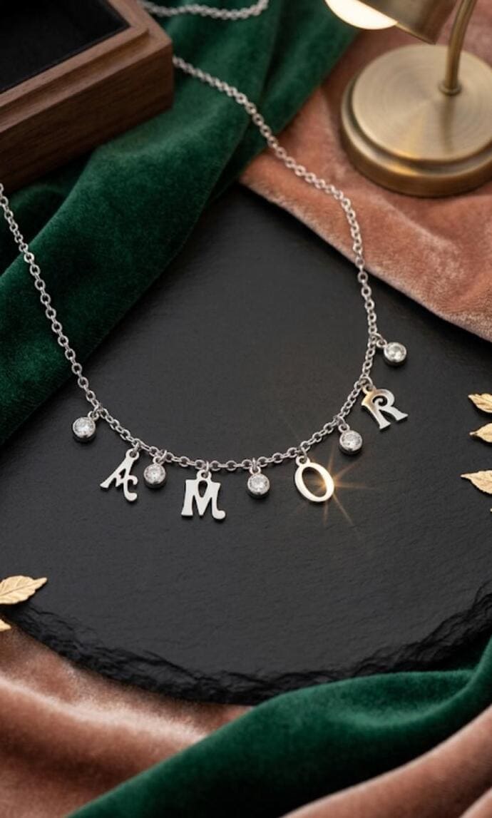 Chocker Amor folheado à prata