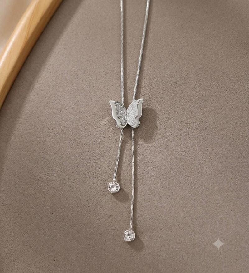 Colar borboleta gravata em aço inox